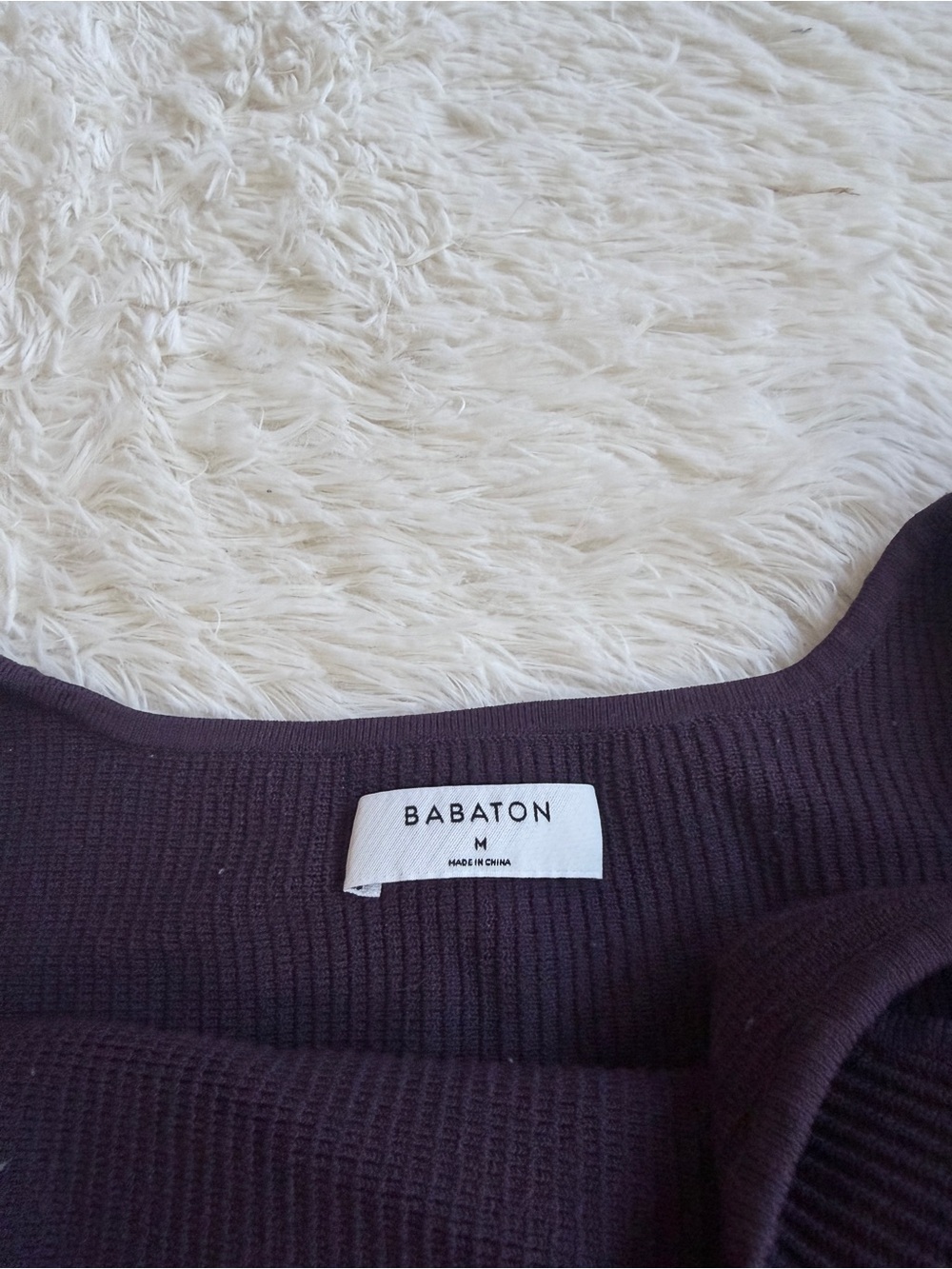 Aritzia Dark Purple Ribbed Square Crop Tank - Picture 2 of 2